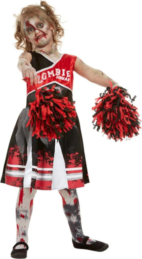 Kostymer - Zombie Cheerleader - Rød/Svart - - 7-9 år (122-134) - Kostymer