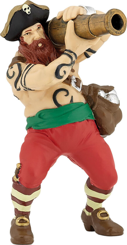 Pirat m. Kanon - H: 9 cm - - OneSize - Lekefigur
