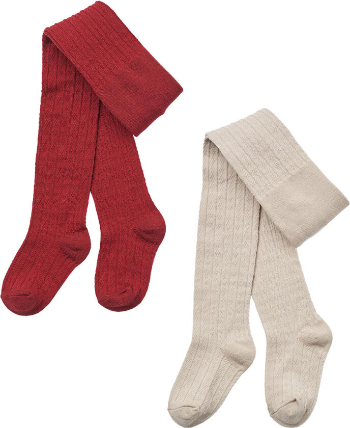 Strømpebukser - 2-pack - Ull - Blond - Karl - Cherry Red - - 74/80 - Strømpebukser