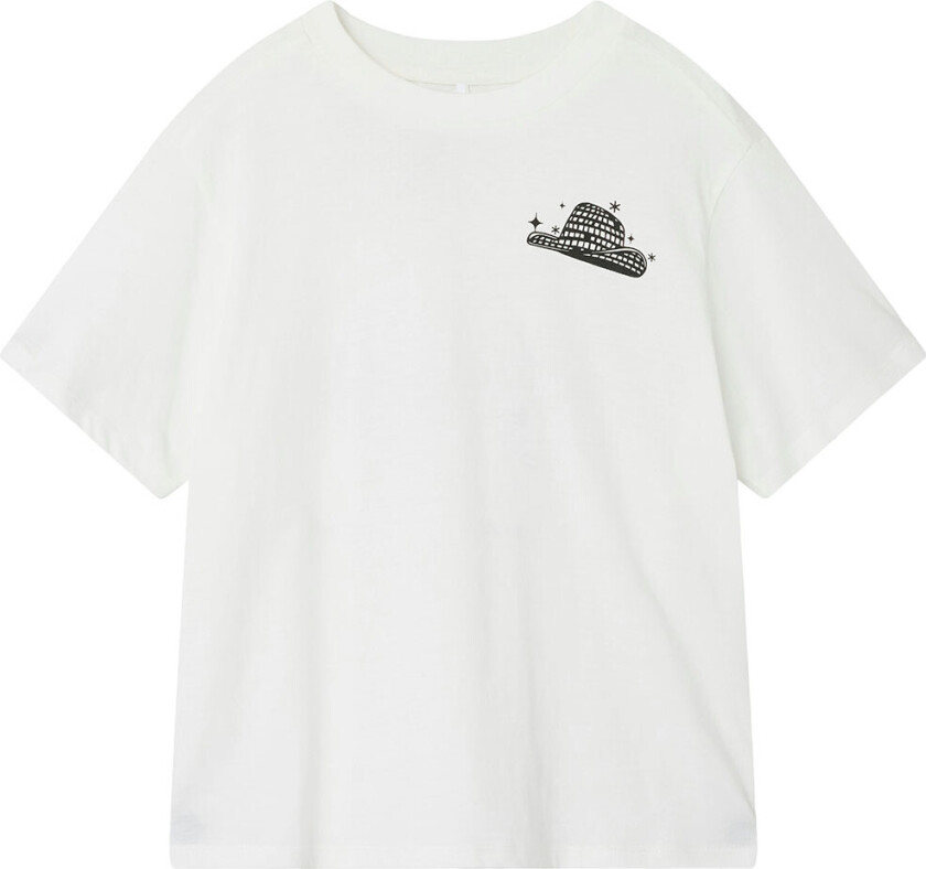 T-skjorte - NkfKatin - Bright White/Hatt - - 6 år (116) - T-skjorte