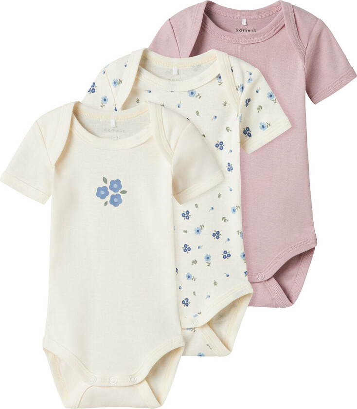 Bodyer k/æ - Noos - NbfBody - 3-pack - Jet Stream Flower - - 62 - Kortermet body