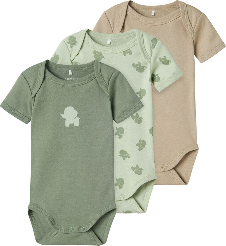 Bodyer k/æ - Noos - NbmBody - 3-pack - Sea Skum Elephant - - 68 - Kortermet body