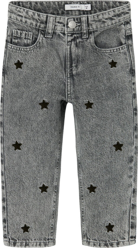 Jeans - NmfBella Mom - Medium+ Grey Denim/Stjerner - - 5 år (110) - Jeans