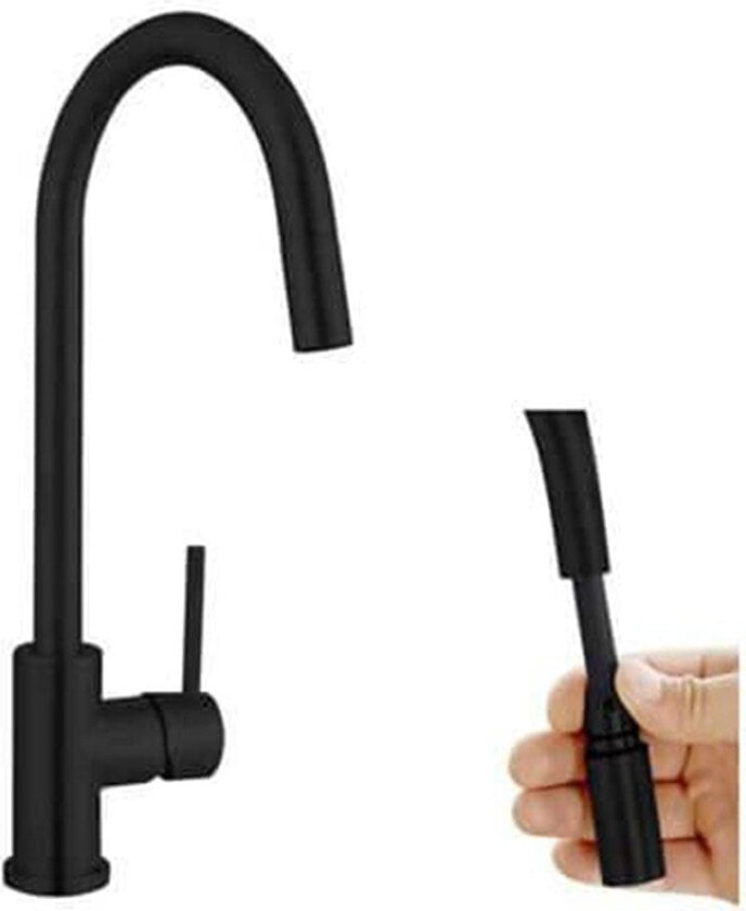 Azur V Kjøkkenarmatur - Uttrekkbar tut Svart Matt