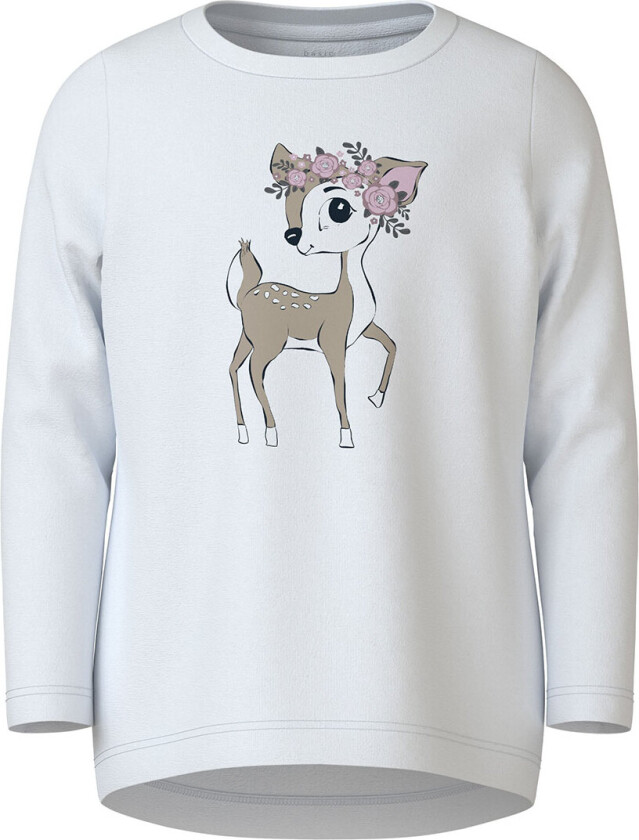 Genser - NmfVix - Bright White/Flower Deer - - 4 år (104) - Genser