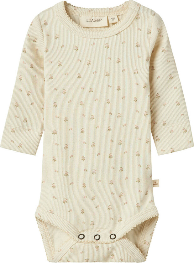Lil' Atelier Body L/æ - Rib - NbfGago - Turtledove/Flower - Lil Atelier - 62 - Langermet Body