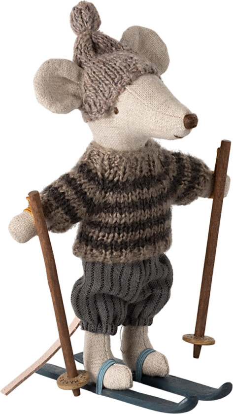 Vintermus m. Ski - Storebror - Grå - - OneSize - Dukke