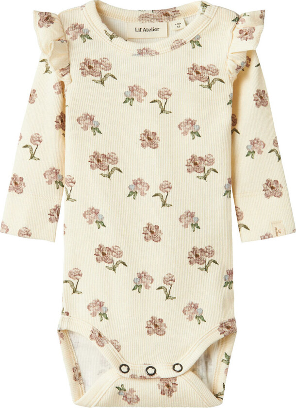 Lil' Atelier Body L/æ - Rib - NbfGavo - Turtledove/Peony - Lil Atelier - 1 år (80) - Langermet Body