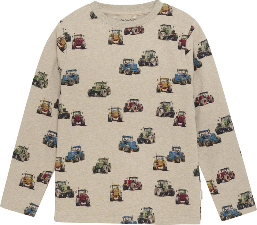 Genser - Beige Melange m. Traktorer - - 6 år (116) - Genser