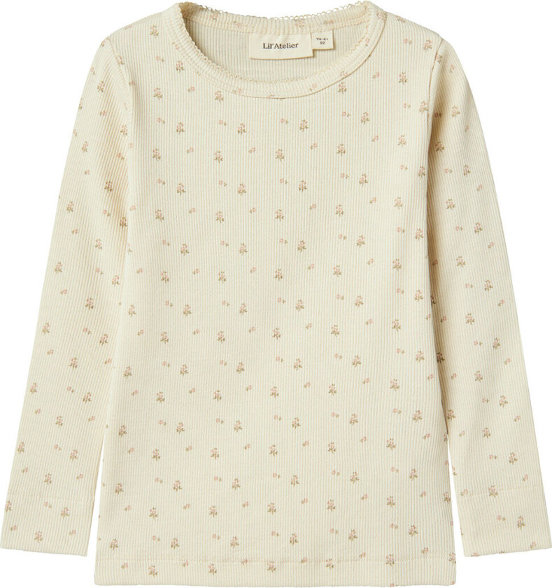 Lil' Atelier Genser - Rib - NmfGago - Turtledove/Flower - Lil Atelier - 5 år (110) - Genser