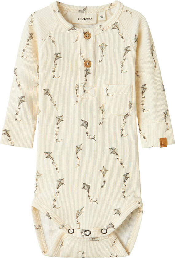 Lil' Atelier Body L/æ - Rib - NbmGavo - Turtledove/DRAKER - Lil Atelier - 2 år (92) - Langermet Body