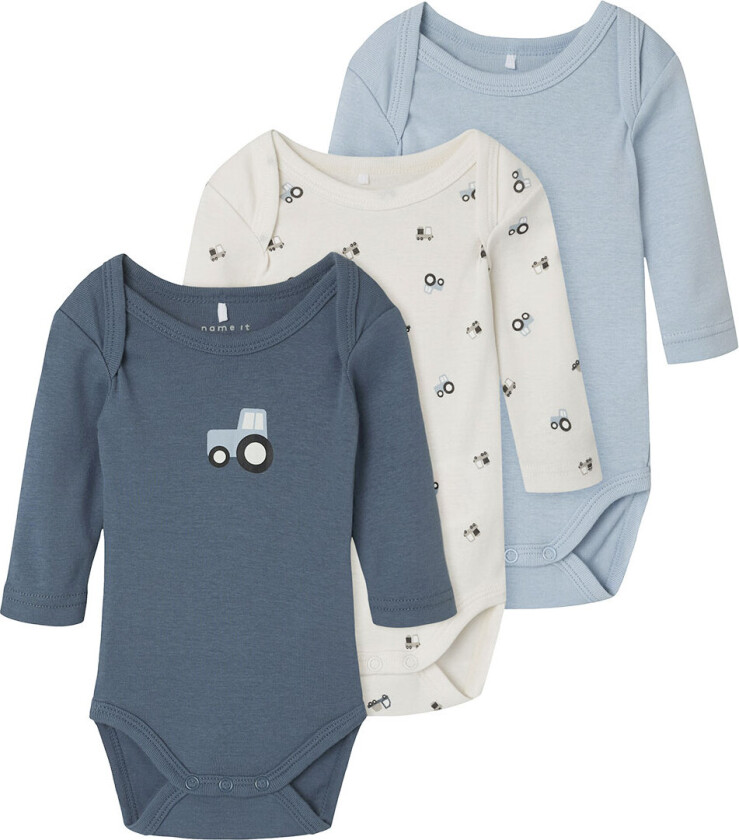 Body L/æ - Noos - 3-pack - Jet Strøm - - 3 år (98) - Langermet Body