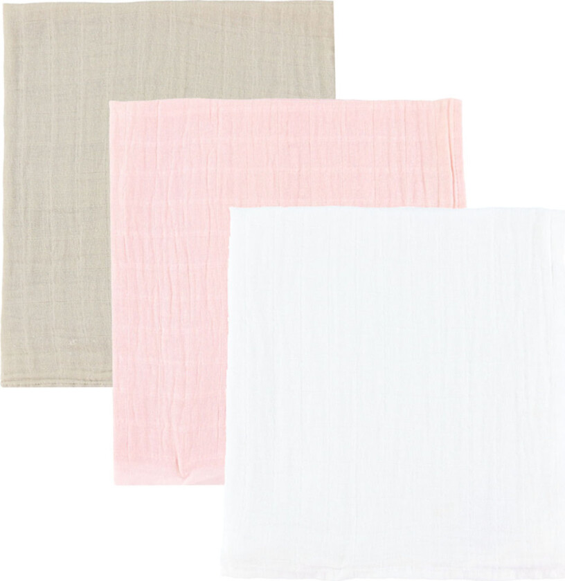 Pippi Stoffklutene - 3-pack - 65x65 cm - Tilsløret Rose - Pippi Baby - OneSize - Gulpeklut