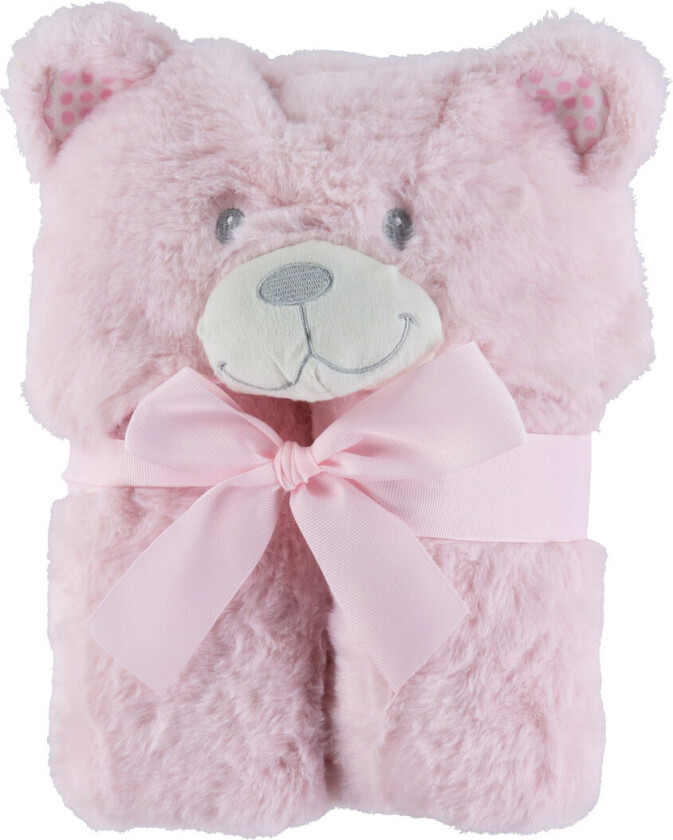 Pledd m. Bamsehode - 75x95 cm - Rosa - - OneSize - Teppe