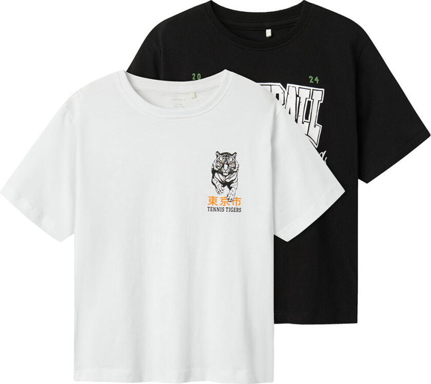 T-skjorte - NkmBennibo - 2-pack - Lucent White/Svart - - 6 år (116) - T-skjorte