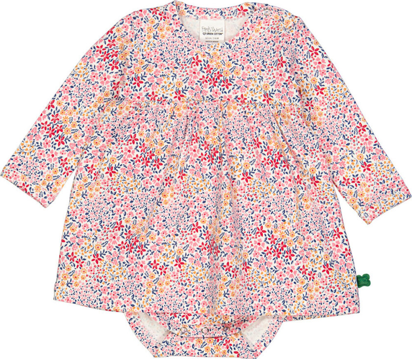 Kjolebody L/æ - Bloom - Mandel/Papaya/Navy - - 2 år (92) - Langermet Body