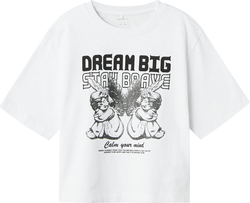 T-skjorte - NkfRusa - Bright White m. Trykk - - 9-10 år (134-140) - T-skjorte