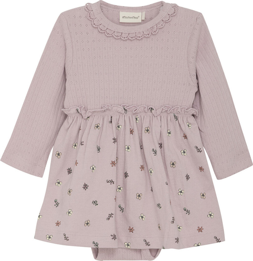 Kjolebody L/æ - Burnished Lilac m. Hullmønster - - 50 - Langermet Body