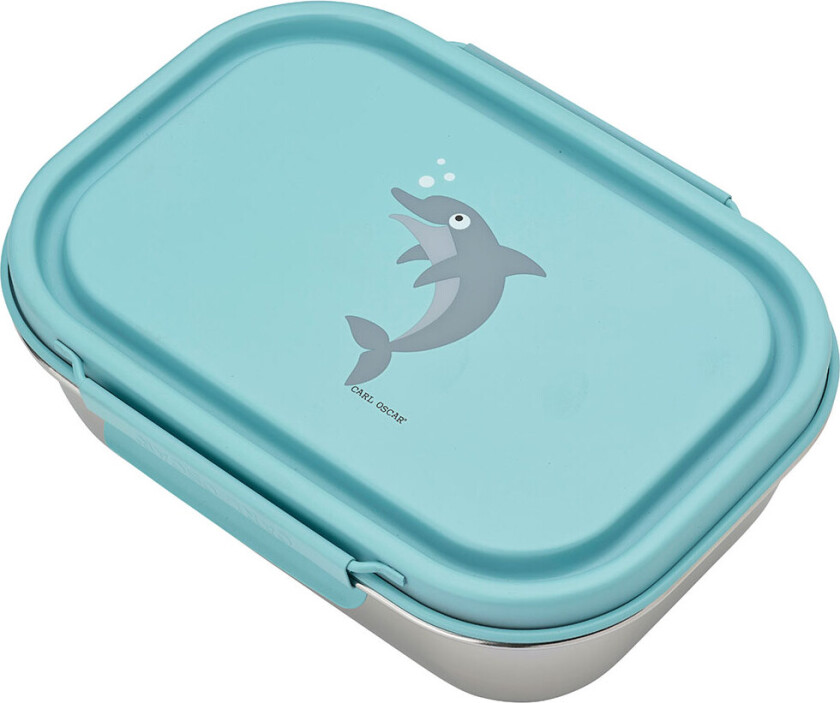 Bilde av Matboks - Stålaktig - 1 L - Blå m. Delfin - - OneSize - Matboks