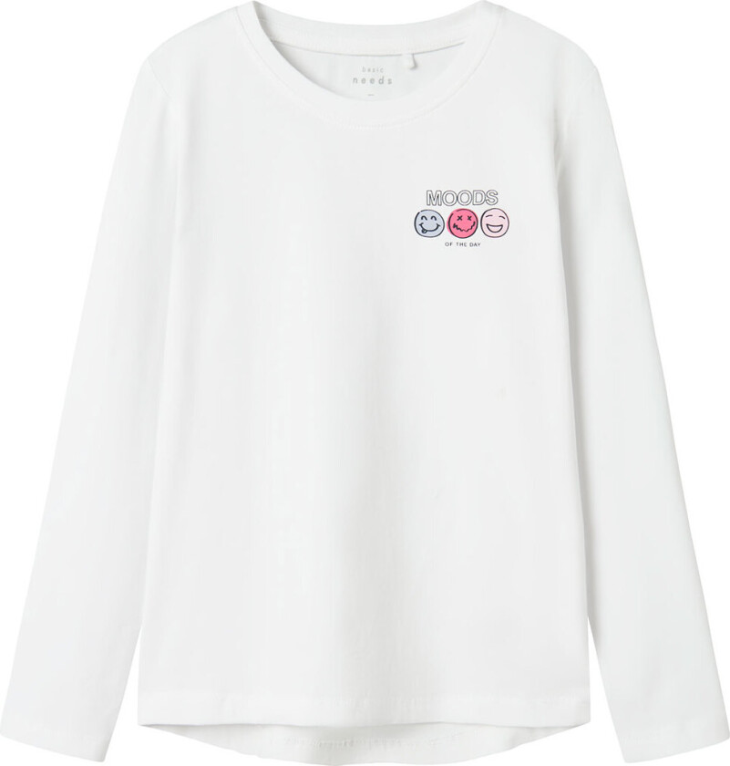 Genser - Moods - NkfVix - Bright White m. Trykk - - 7-8 år (122-128) - Genser