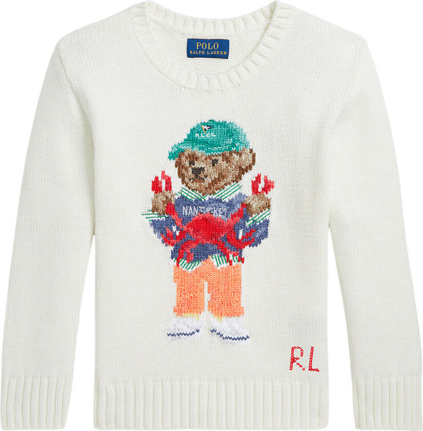 Genser - Strikk - Hvit m. Kosedyr - - 5 år (110) - Genser