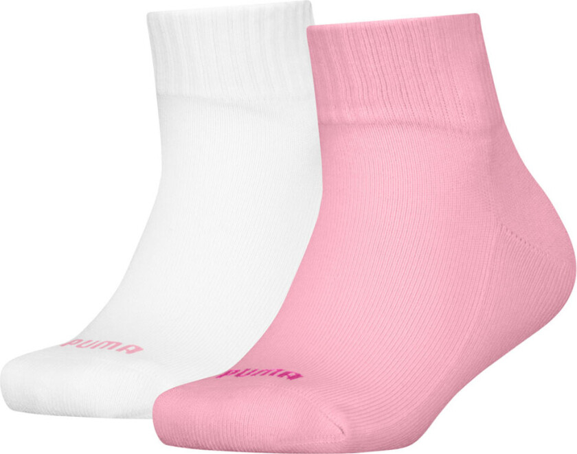 Sokker - Kids Kvart - 2-pack - Hvit/Rosa m. Hjerte Logo - - 27/30 - Sokker