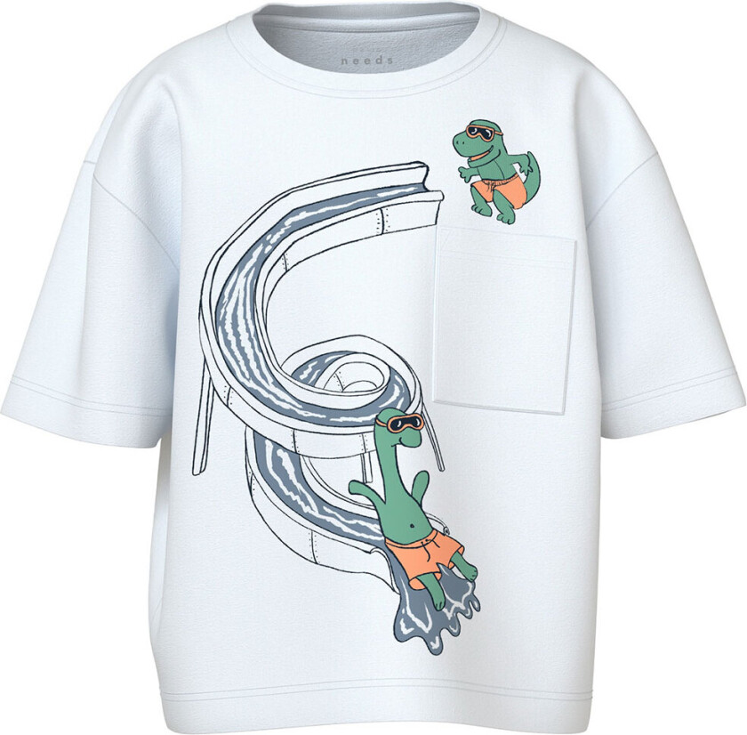 T-skjorte - NmmVilian - Bright White/Pool - - 2 år (92) - T-skjorte