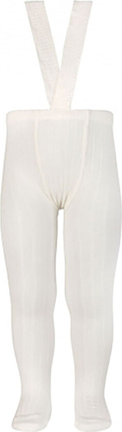 Strømpebukser m. Seler - Rib - Hvit - - 1-2 år (80-92) - Strømpebukser