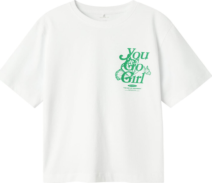 T-skjorte - NkfDabbo - Bright White m. Trykk - - 6 år (116) - T-skjorte