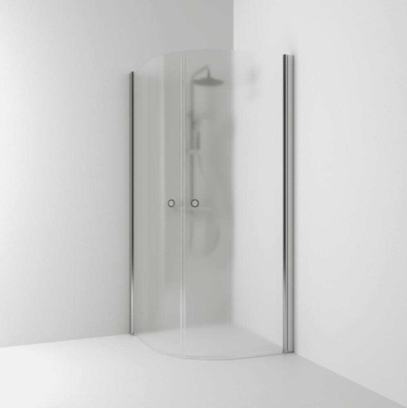 Skoga Dusjhjørne Buet Hullgrep, B80-90cmxh198cm Matt Aluminium / 80x80cm Frostet Glass