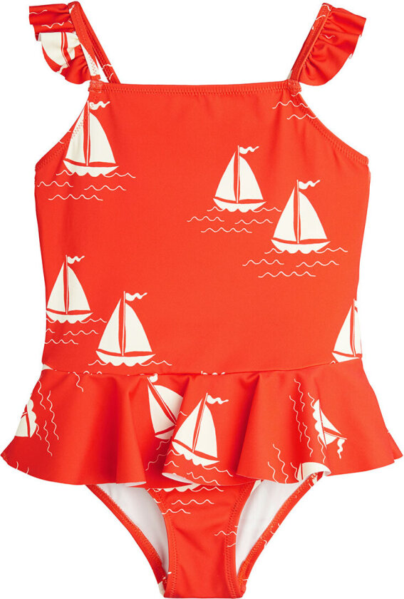 Badedrakt - UV50+ - Seiling Boats - Rød - - 2-3 år (92-98) - Badetøy