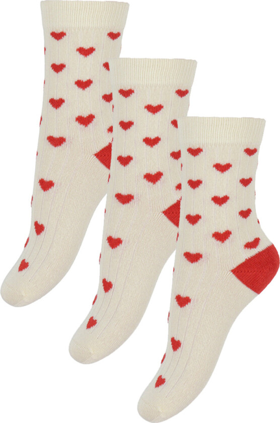 Minipop Sokker - Rib - Bambus - 3-pack - Knallrød - MiniPop - 23/26 - Sokker