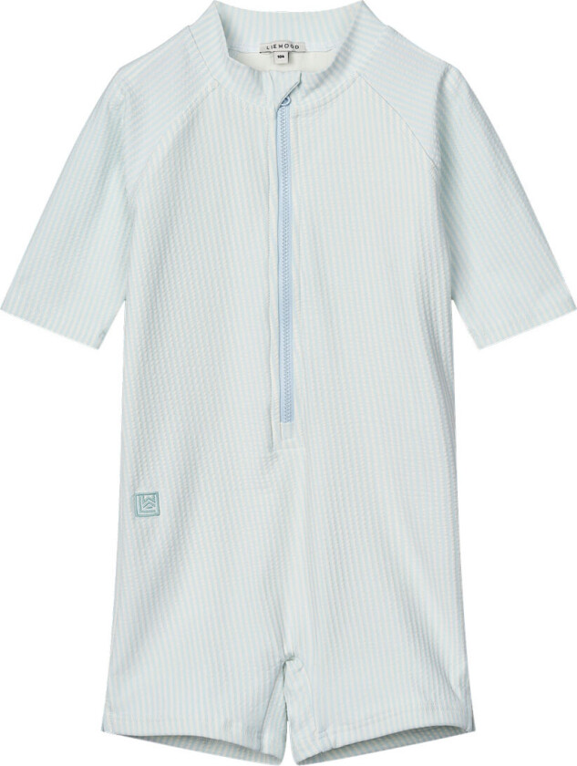 Badedrakt - Max Seersucker - Y/D Stripe Pure Sky/Cream - - 3 år (98) - Badetøy