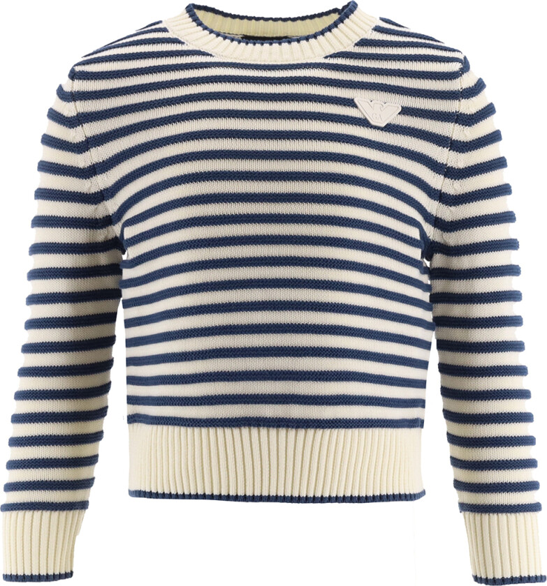 Genser - Strikk - Hvit/Blå Stripet - - 8 år (128) - Genser