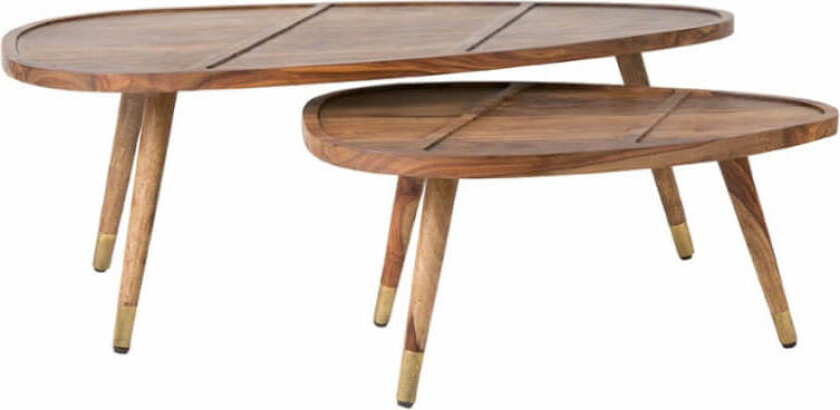 Sham kaffebord 110x60 cm set av 2 brun