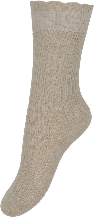 Sokker - Inger - Beige Melert m. Hullmønster - - 29/32 - Sokker
