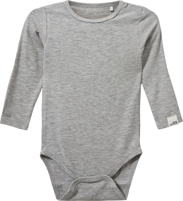 Body I/e - Rib - DicteSB - Grå Melert - - 1½ år (86) - Langermet Body