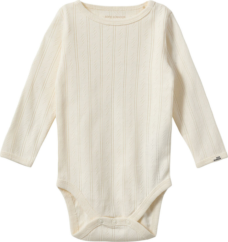 Body I/e - DicteSB - Off White m. Hullmønster - - 74 - Langermet Body