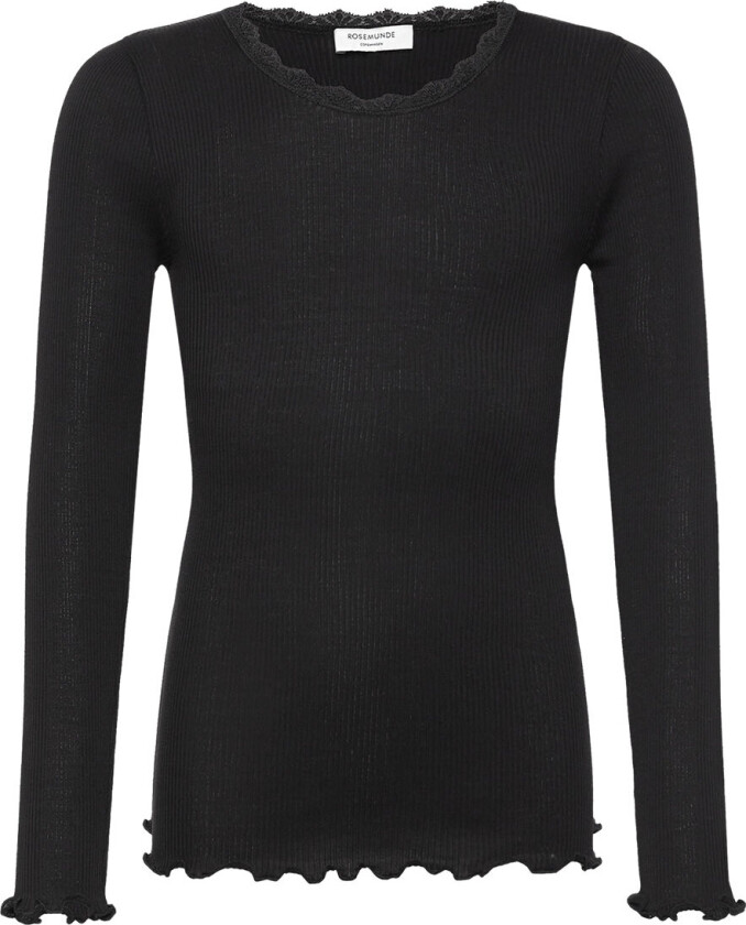 Genser - Rib - Balta - Svart m. Blonder - - 8 år (128) - Genser