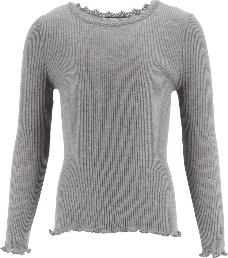 Genser - Rib - Balta - Grå Melert m. Blonder - - 8 år (128) - Genser