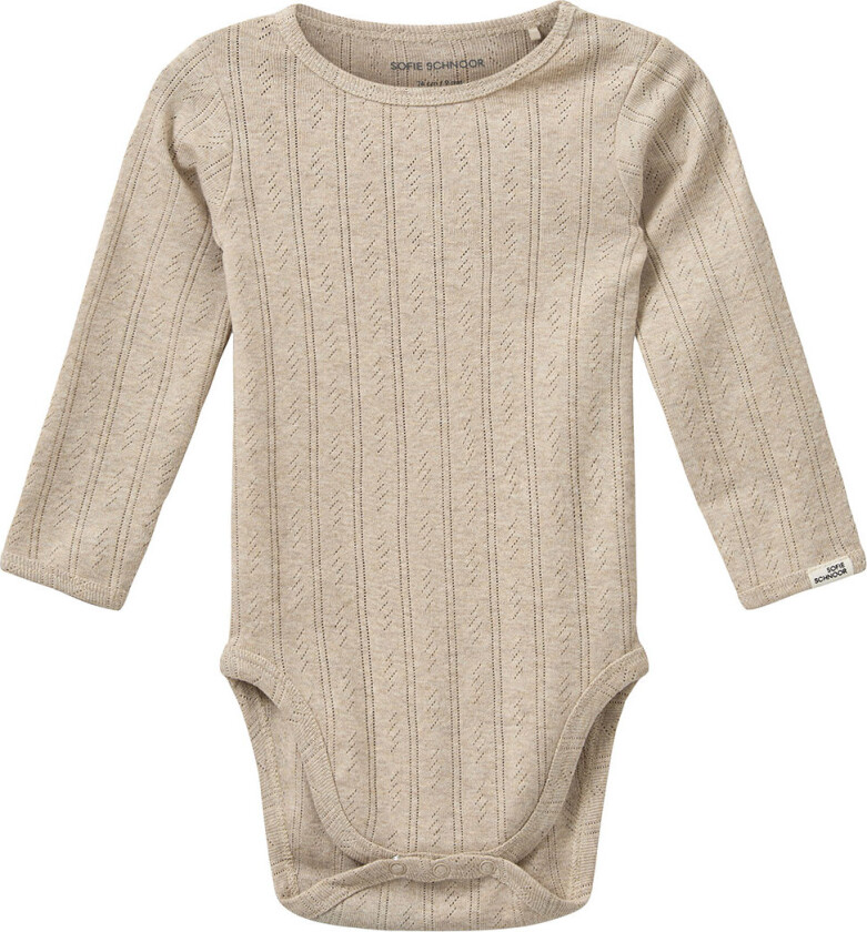 Body I/e - DicteSB - Beige m. Hullmønster - - 2 år (92) - Langermet Body