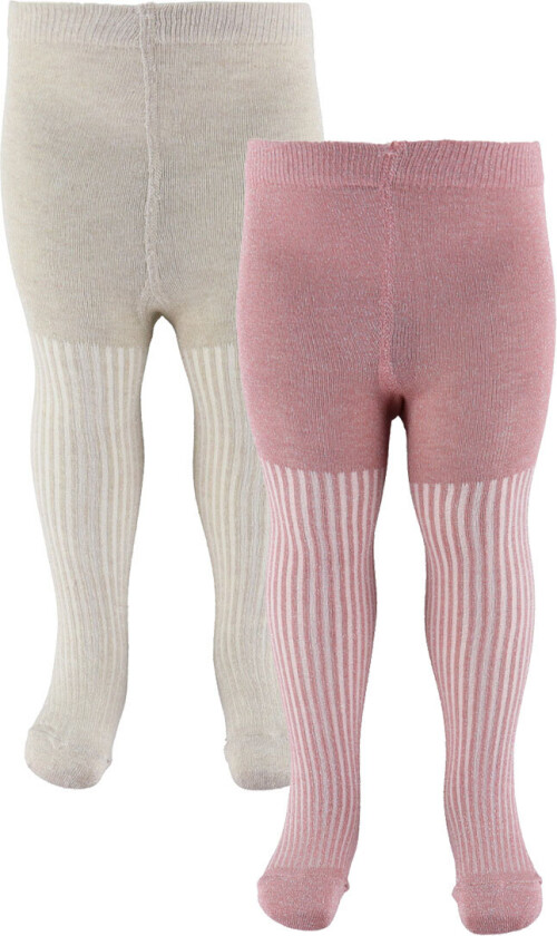 Strømpebukser - 2-pack - Ash Rose m. Glitter - - 80/86 - Strømpebukser