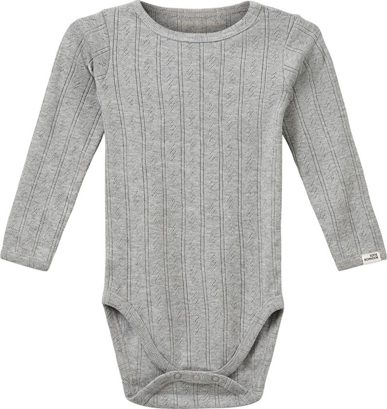 Body I/e - DicteSB - Grå Melert m. Hullmønster - - 68 - Langermet Body