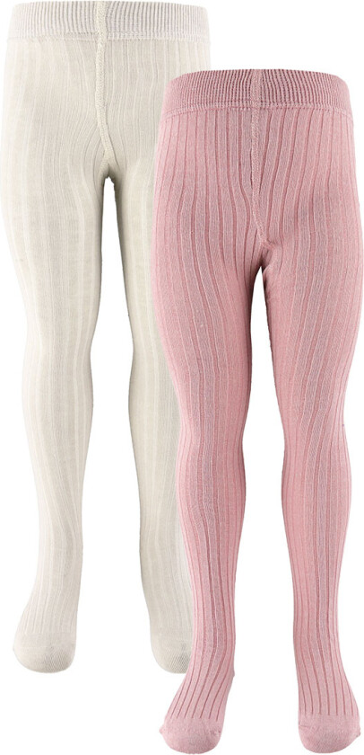 Strømpebukser - 2-pack - Rib - Ash Rose - - 128/134 - Strømpebukser