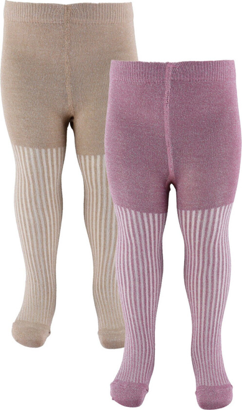 Strømpebukser - 2-pack - Dusky Orchid m. Glitter - - 104/110 - Strømpebukser