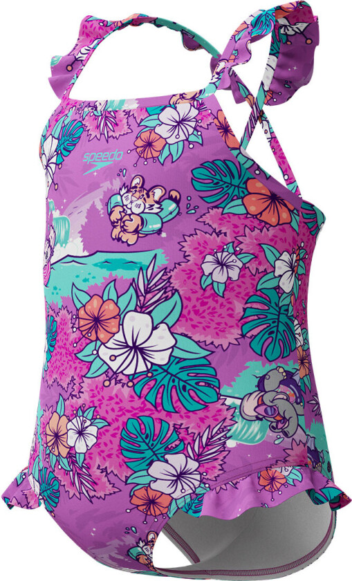 Badedrakt - Lær å svømme - Lilla m. Blomster - - 3 år (98) - Badetøy