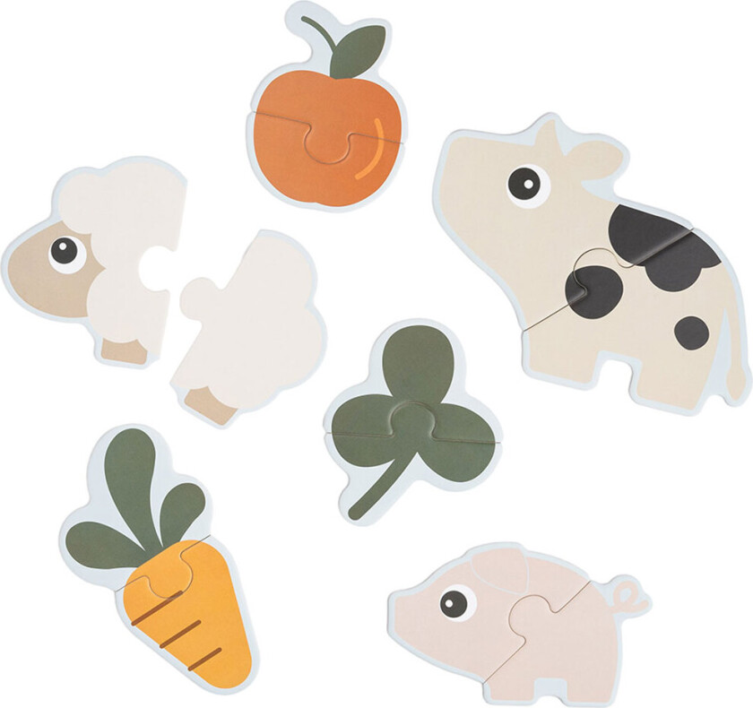 Puslespill - 12 stk. - Tiny Farm Colour Mix - - OneSize - Puslespill