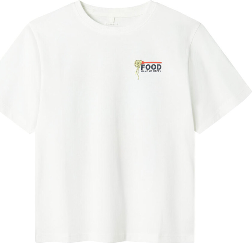 T-skjorte - NkmFonnot - Bright White/SPAGHTETTI - - 7-8 år (122-128) - T-skjorte
