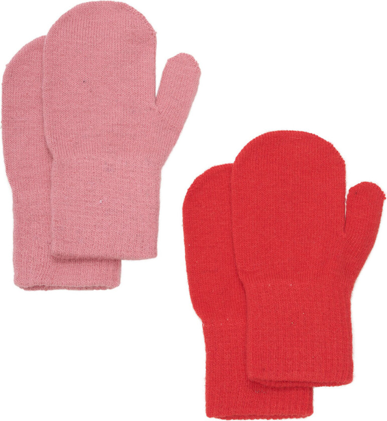 Votter - Ull/Nylon - Strikk - 2-pack - Cayenne - - 1-2 år (80-92) - Votter