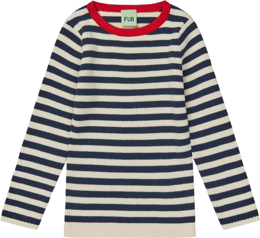 Genser - Rib - Ecru/Dark Navy - - 130 - Genser